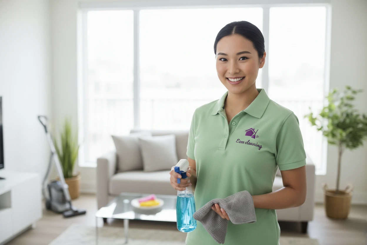 Cleaner sanitizing a living room